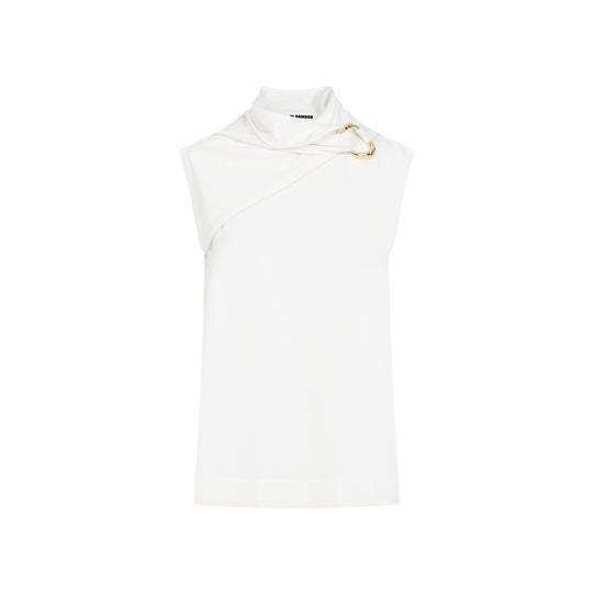 Coconut Draped Knitted Virgin Wool Tank Top