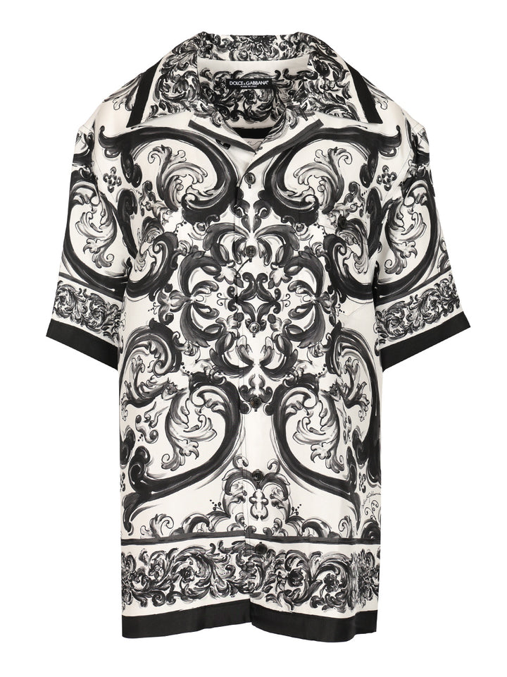 Dolce & Gabbana Hawaiian Shirt In Silk Twill With Maiolica Print Shirts - Nero | 15c7a62ac9ec13033ae7b802123de3f1c4a1a8fb