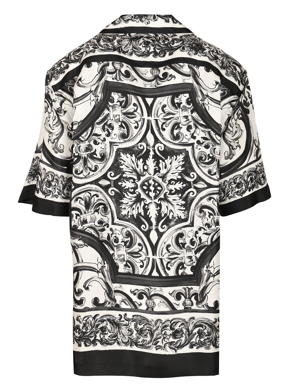 Dolce & Gabbana Hawaiian Shirt In Silk Twill With Maiolica Print Shirts - Nero | 0599cc05f971f59e0cd7fa81ead64ffb87d74edd