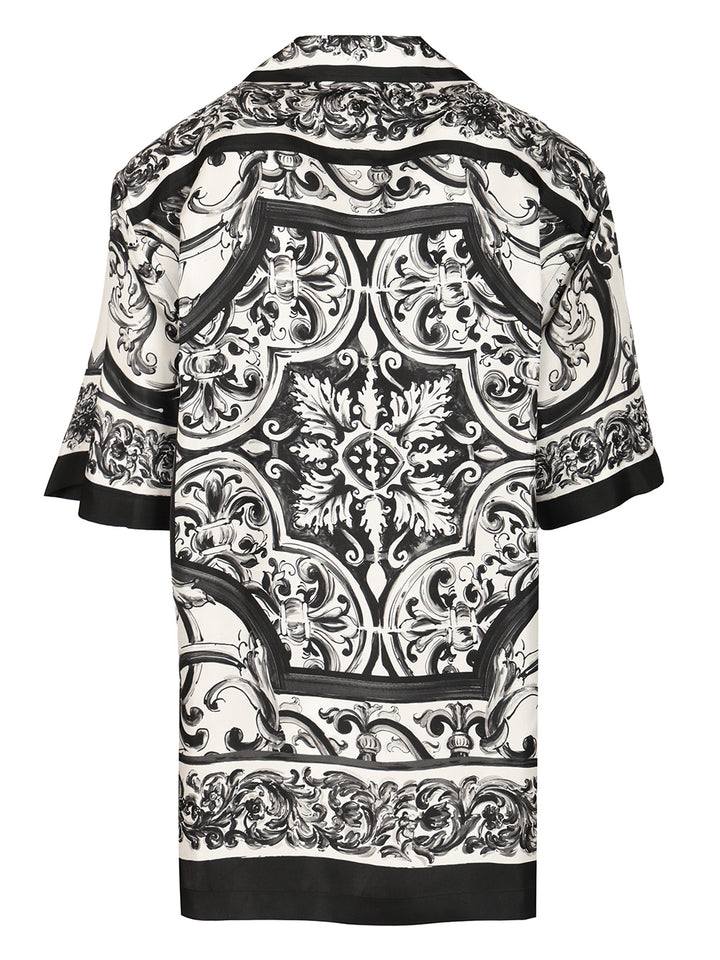Dolce & Gabbana Hawaiian Shirt In Silk Twill With Maiolica Print Shirts - Nero | 0599cc05f971f59e0cd7fa81ead64ffb87d74edd