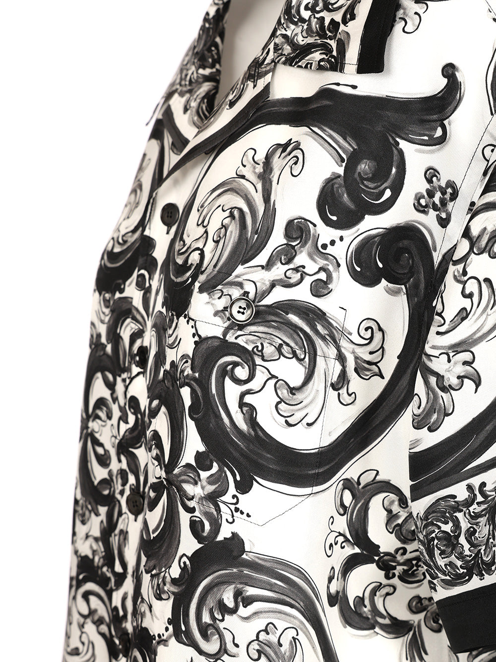 Dolce & Gabbana Hawaiian Shirt In Silk Twill With Maiolica Print Shirts - Nero | b82bdf88359a28485770f804592037652e6b5389