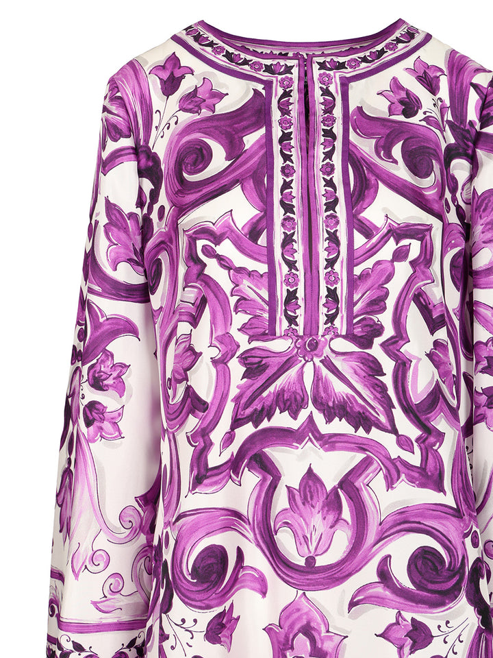 Dolce & Gabbana Maiolica Print Twill Dress Abiti - Violet | 73a014d08901d44d12bddf2961549de64d3a14c2