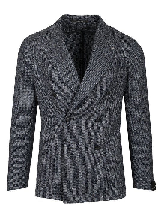 Double-Breasted Wool And Silk Blazer Giacche Blu
