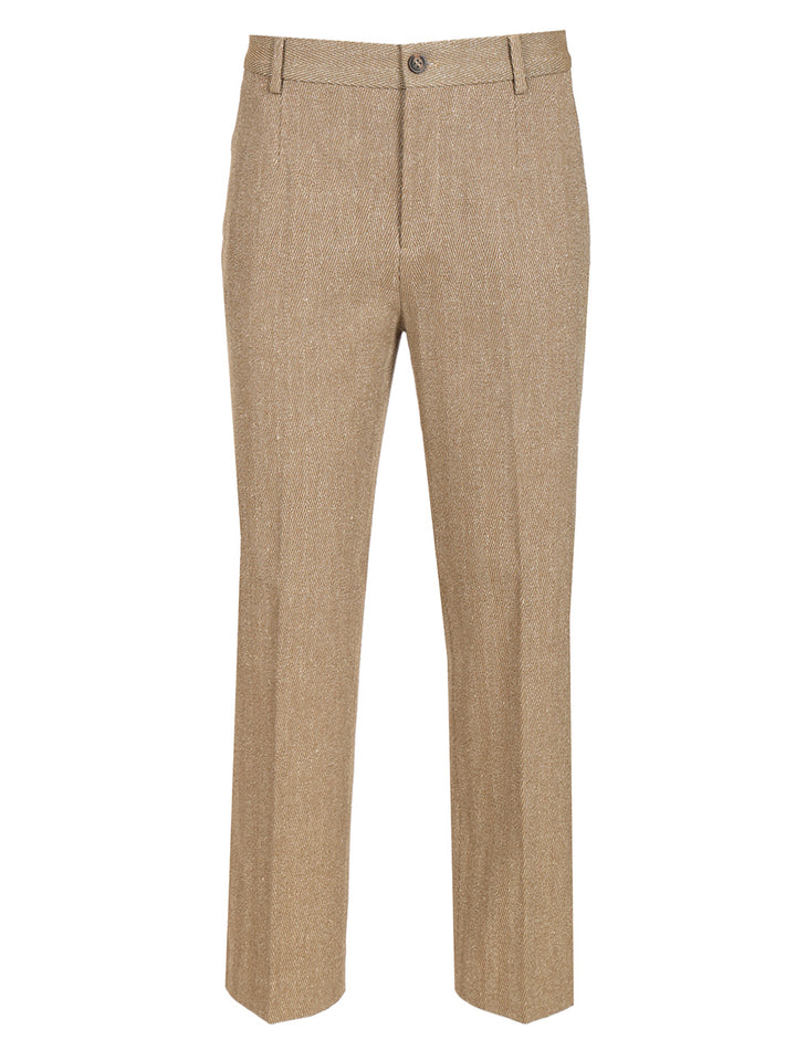 Golden Goose Deluxe Brand Tailored Trousers In Chevron Linen Blend Giacche - Beige | e7e9ab64a2cf3362319be9bf68c308903fc58c09