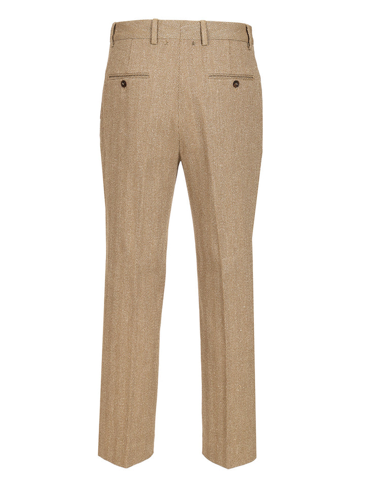 Golden Goose Deluxe Brand Tailored Trousers In Chevron Linen Blend Giacche - Beige | 82bd9a999baa61695444bc3127afaff85723f545