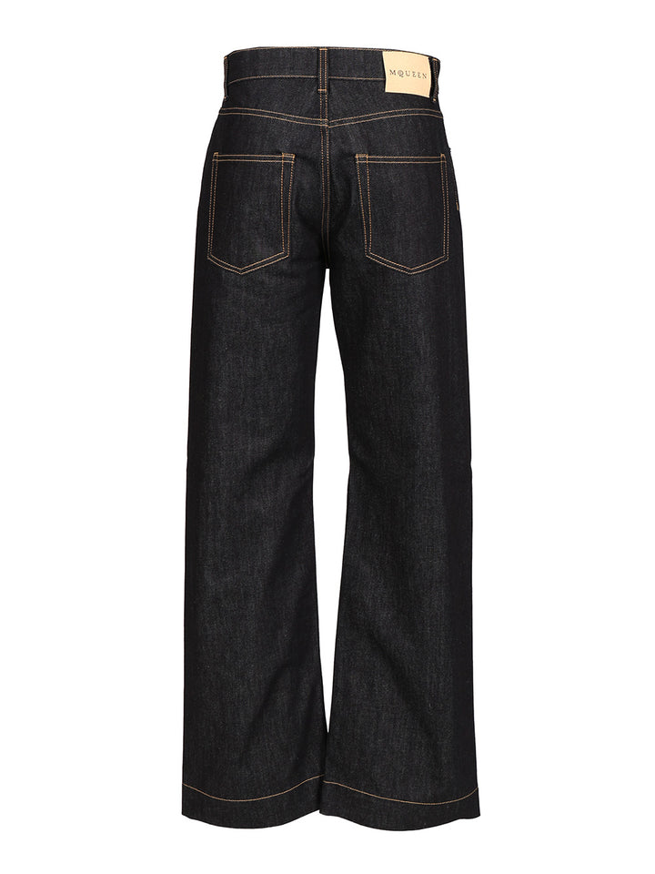 Mcqueen Wide Leg Jeans - Blu | 795b59230e2ff04b1d86cb077882ad7c75e003f5