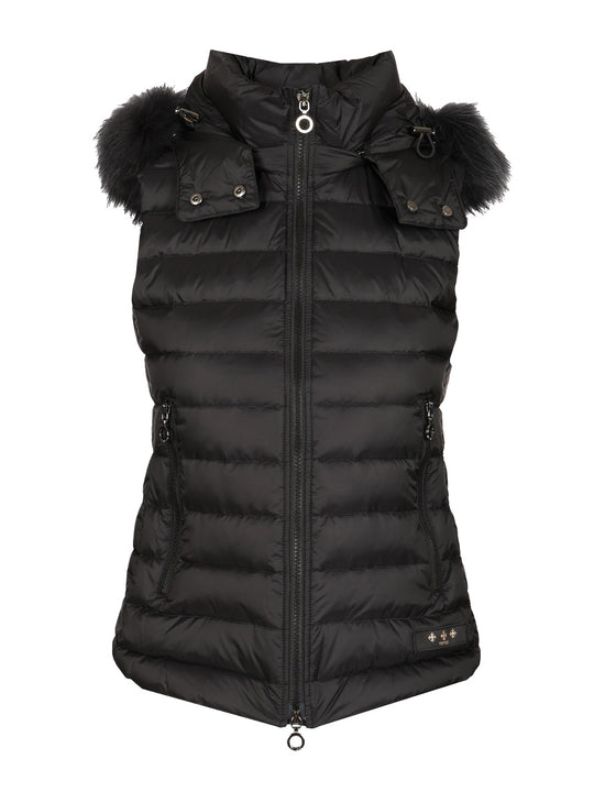 Vest With Hood And Fur Trim Giacche Nero