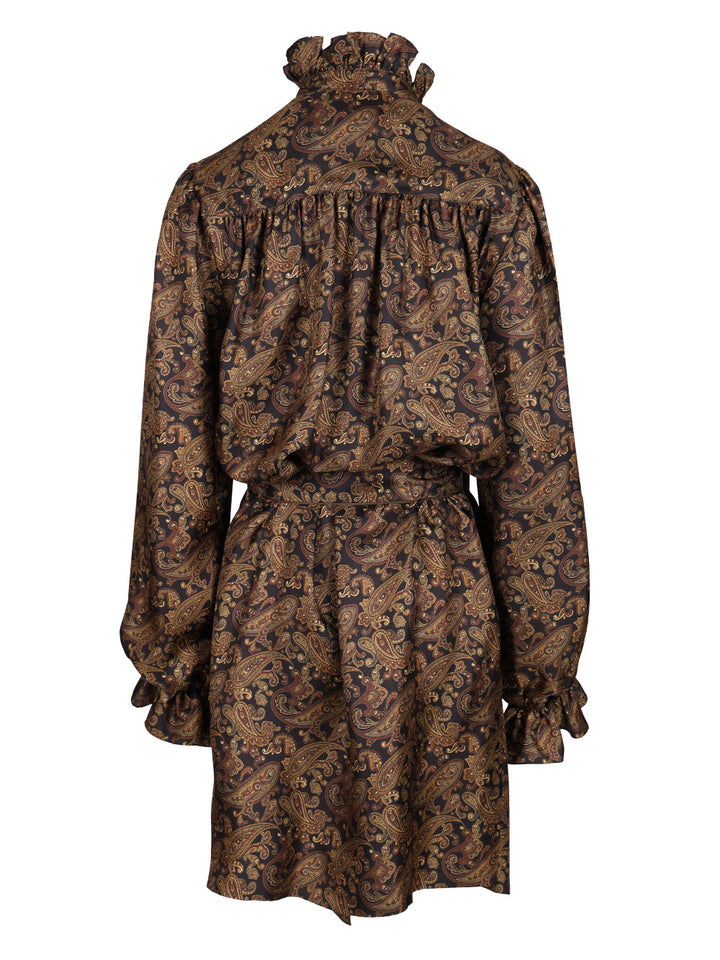 Saint Laurent Paisley Pattern Silk Twill Dress Abiti - Marrone | f8fb57f2748ccf19b1d079c59ce520e5e5d79886
