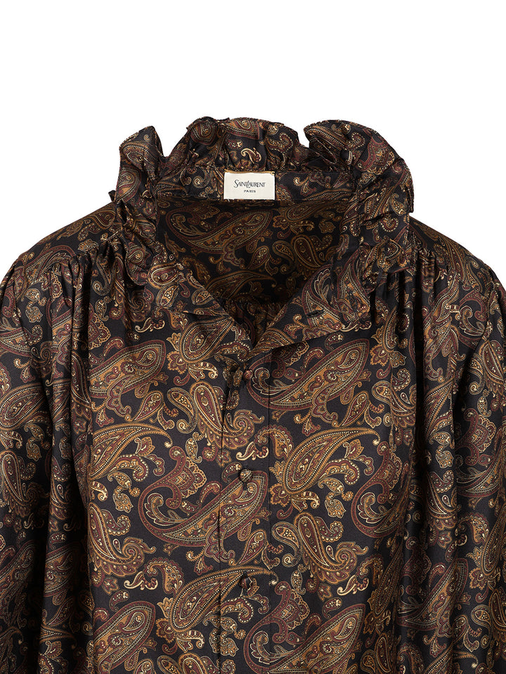 Saint Laurent Paisley Pattern Silk Twill Dress Abiti - Marrone | 60bf7116bdd29ffd95f8aec97913ab6748cf5636