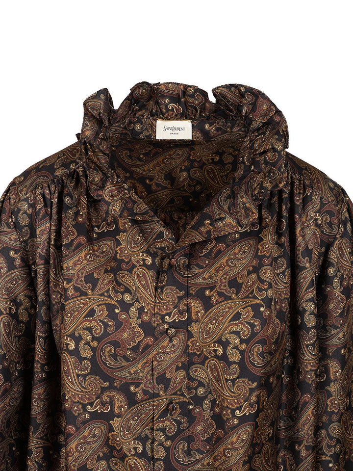 Saint Laurent Paisley Pattern Silk Twill Dress Abiti - Marrone | 060d6f41c82b348d723c4b6fd08e5861a9b94db2