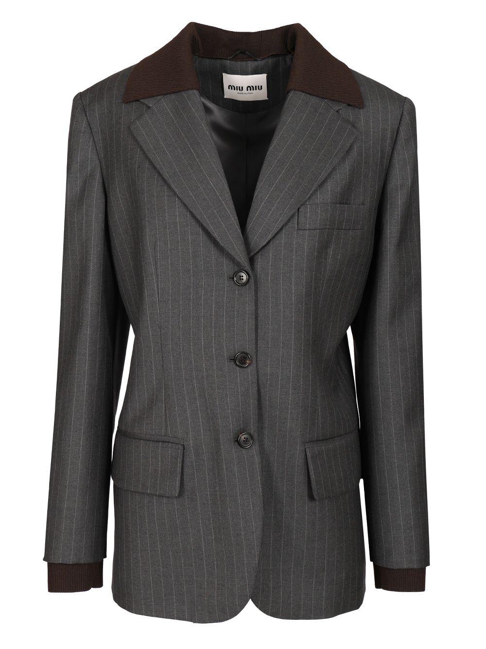 Miu Miu Tailored Single-Breasted Blazer Giacche - Grey | 26f24f0c2ef827c082c9ab377ec052185b7ebfa6