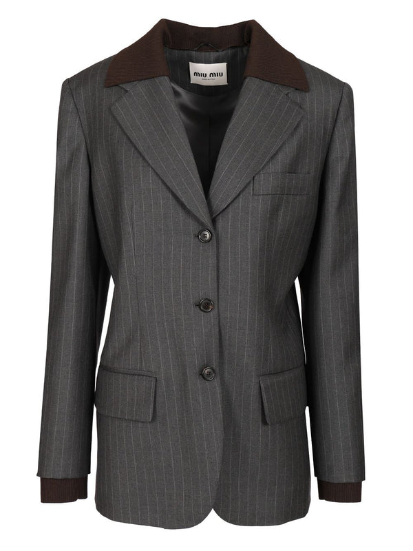 Tailored Single-Breasted Blazer Giacche Grey