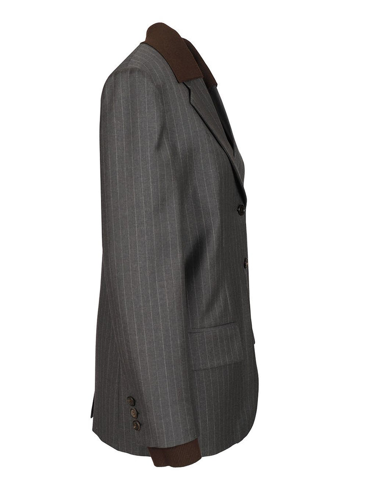 Miu Miu Tailored Single-Breasted Blazer Giacche - Grey | f1eb0876deedccb879eee8895e6bcd2b86672782