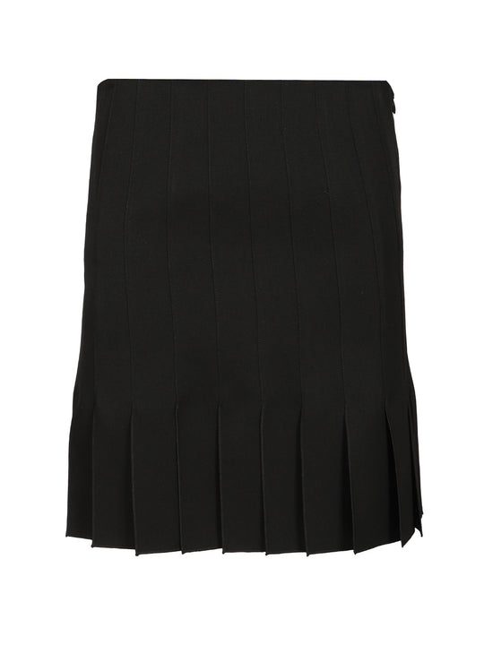 Pleated Wool Mini Skirt Gonne Nero