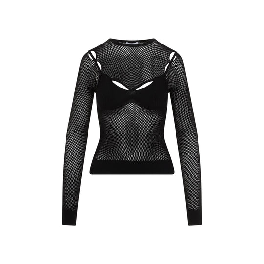 Black Net Arrow Bralette Viscose Top