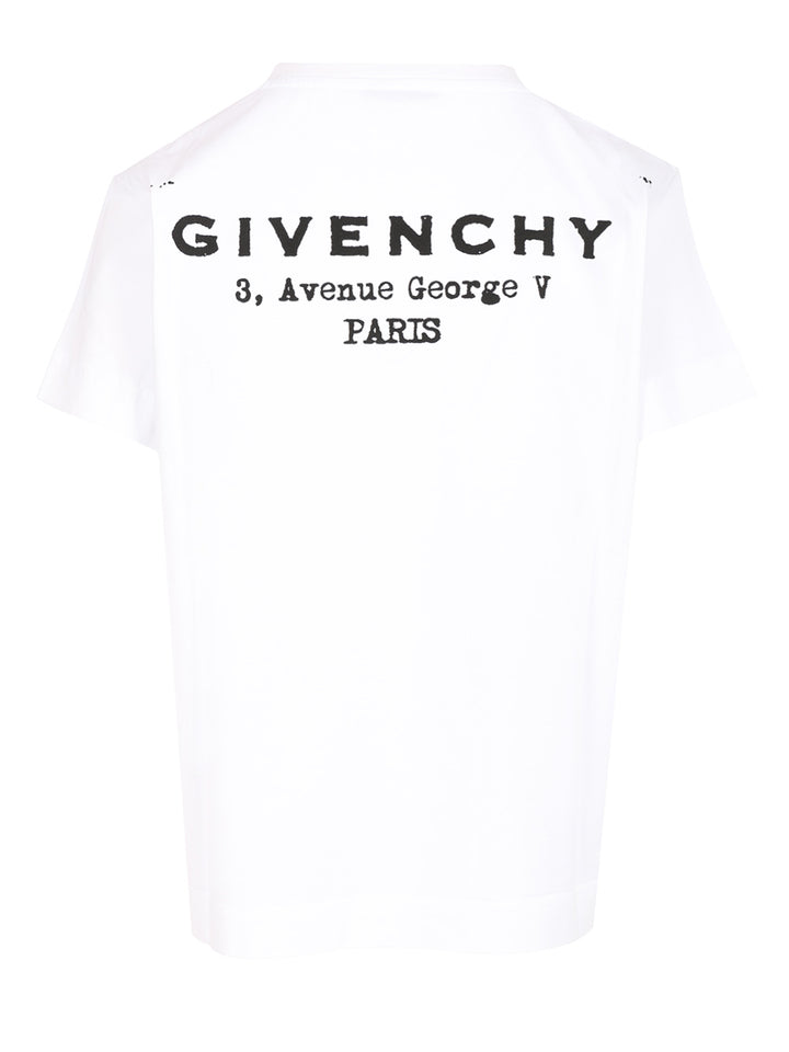 Givenchy Cotton  With Givenchy Print T-Shirt - Bianco | e95a7f1b8d11137cfb86258199915e86921e8d39