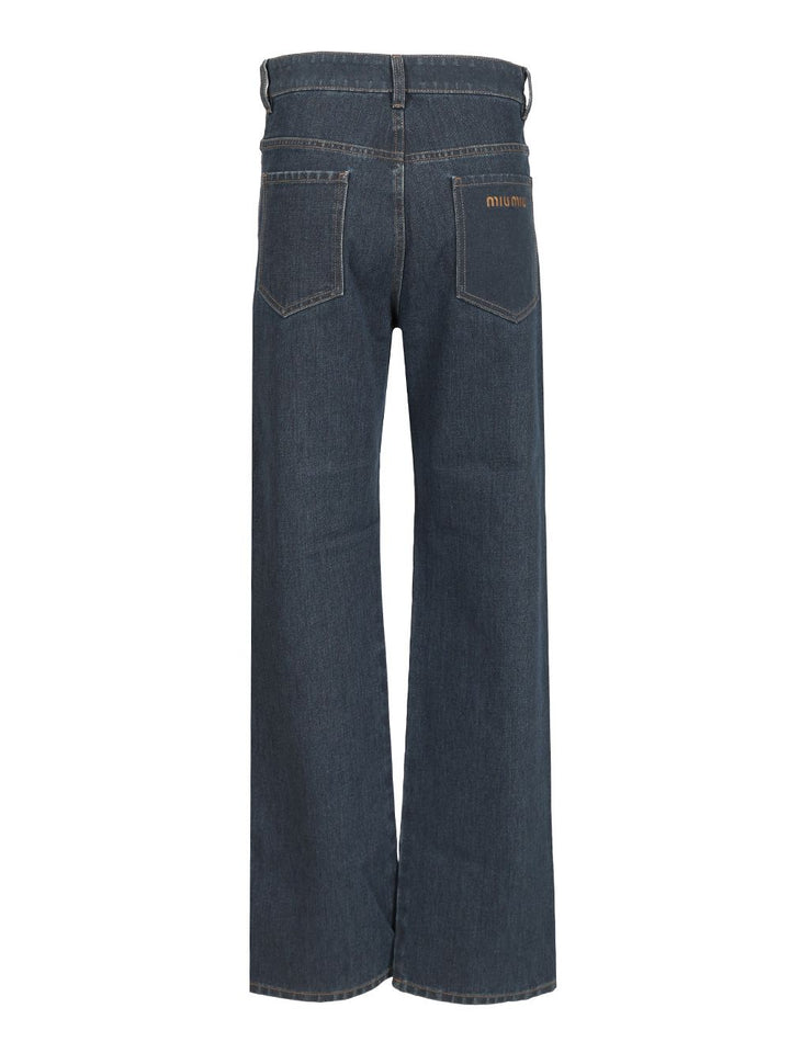 Miu Miu Straight-Leg Denim Trousers Jeans - Blu | 50ca04fd500947deca01d4624b51f167a50a31a5