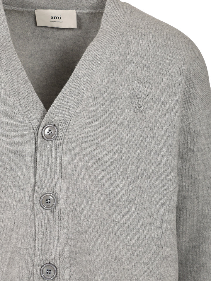 Ami Ami De Coeur Cardigan Knitwear - Grey | fbfab31351c002dfa0dcf1c953ebc323d6c78f54