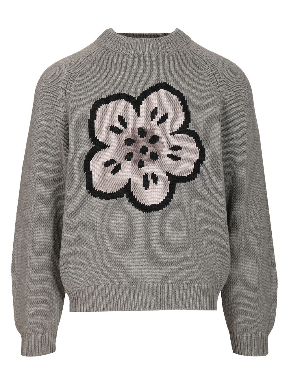 Kenzo Crew Neck Sweater In Cotton And Wool Knitwear - Grey | 111da51daafda94f6b87a0bfd888bfa995d7b2e7