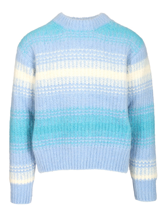 Striped Alpaca Sweater Knitwear Light Blue