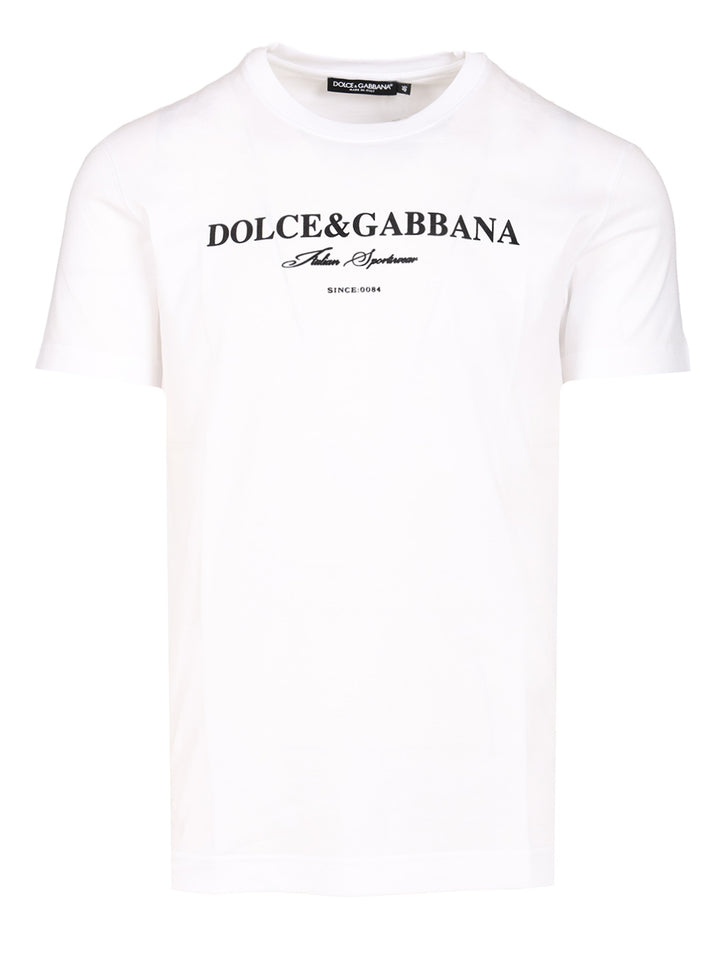 Dolce & Gabbana Flock Print Cotton T-Shirt - Bianco | b77a05884cfca65bb35caf89c9547949450703cc
