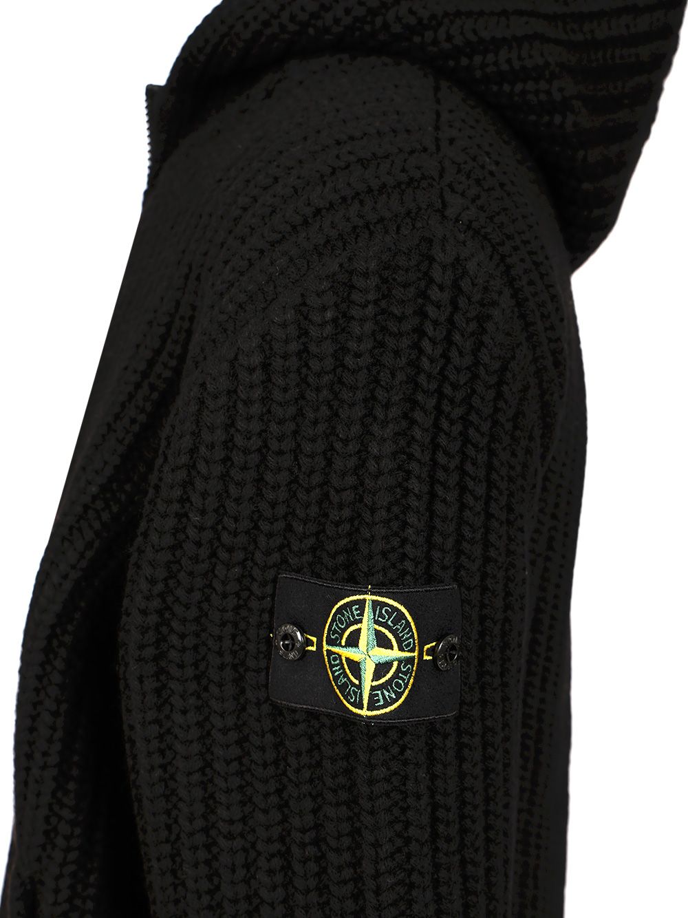 Stone Island Wool And Cashmere Hooded Cardigan Knitwear - Nero | a0683221815ae39935bc20e1990ef8b8182ae8db