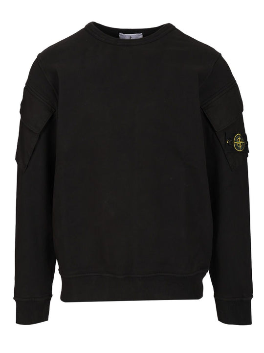 Crewneck Sweatshirt In Brushed Organic Cotton Sweatshirts Nero