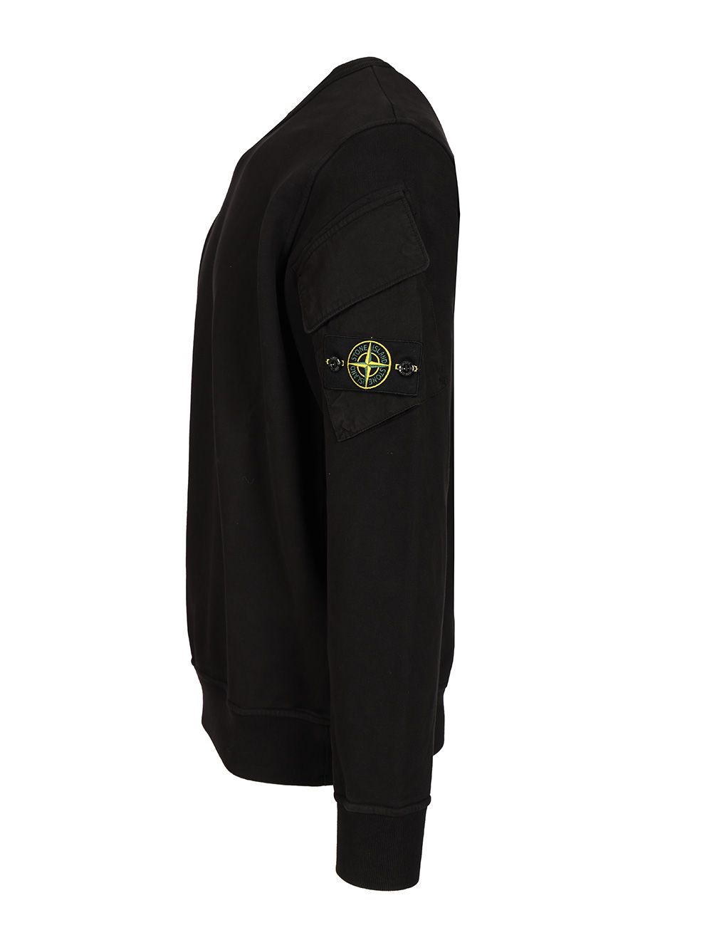 Stone Island Crewneck Sweatshirt In Brushed Organic Cotton Sweatshirts - Nero | 57eb76b082512af36ebafda335f924f6eafa7c47