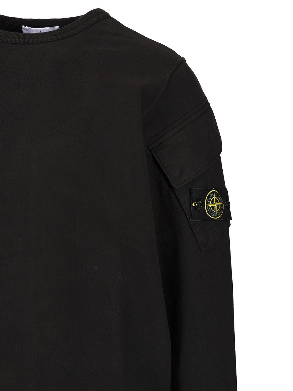 Stone Island Crewneck Sweatshirt In Brushed Organic Cotton Sweatshirts - Nero | afa127d267cefa77e60c8e94d277a4b96d1064b2