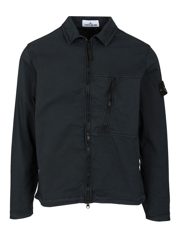 Stone Island Supima® Cotton Overshirt Shirts - Blu | bfbc3f44357874f890494c73f5c2e31011c0f93f