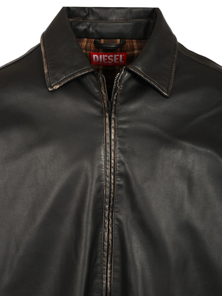 Diesel Distressed Technical Fabric Jacket Giacche - Nero | fed7372c1eb9c0871cee548a572fba26b6927ba3