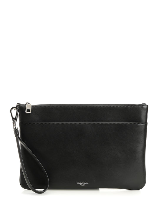 Calfskin Toiletry Bag Small Leather Goods Nero