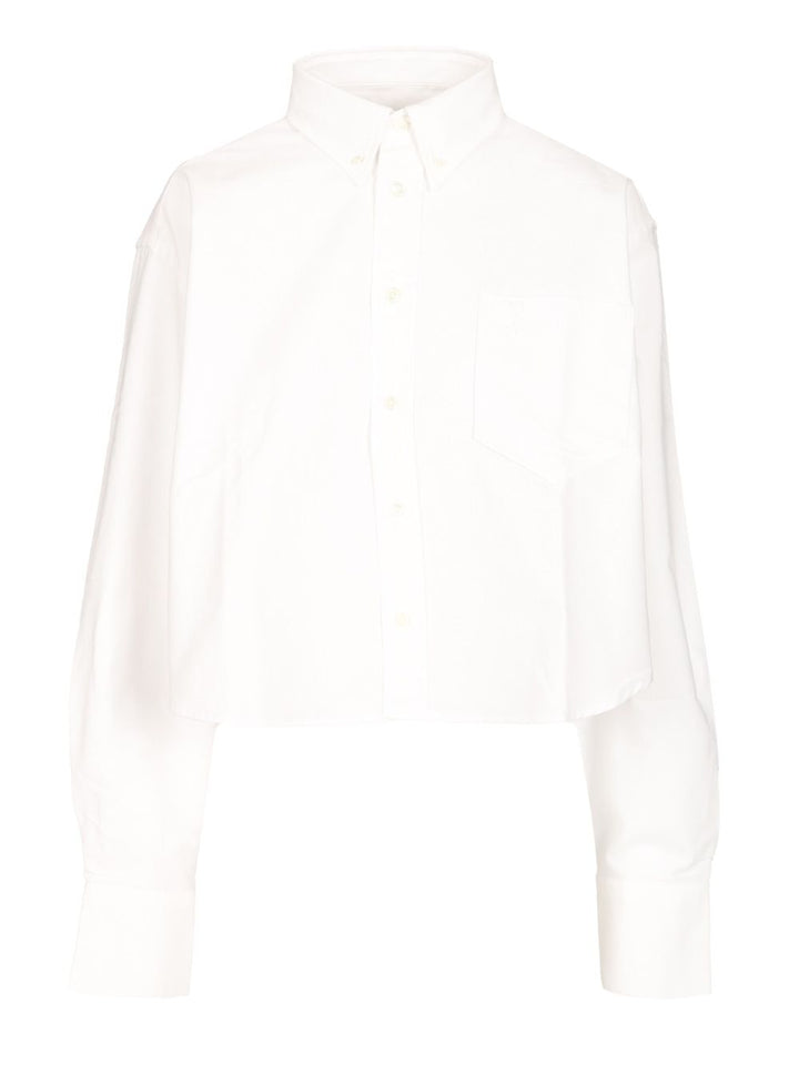 Ami Oversized Cropped Shirt Knitwear - Bianco | a59328a7c4bca5f7fd77b649accfd47db70a1377