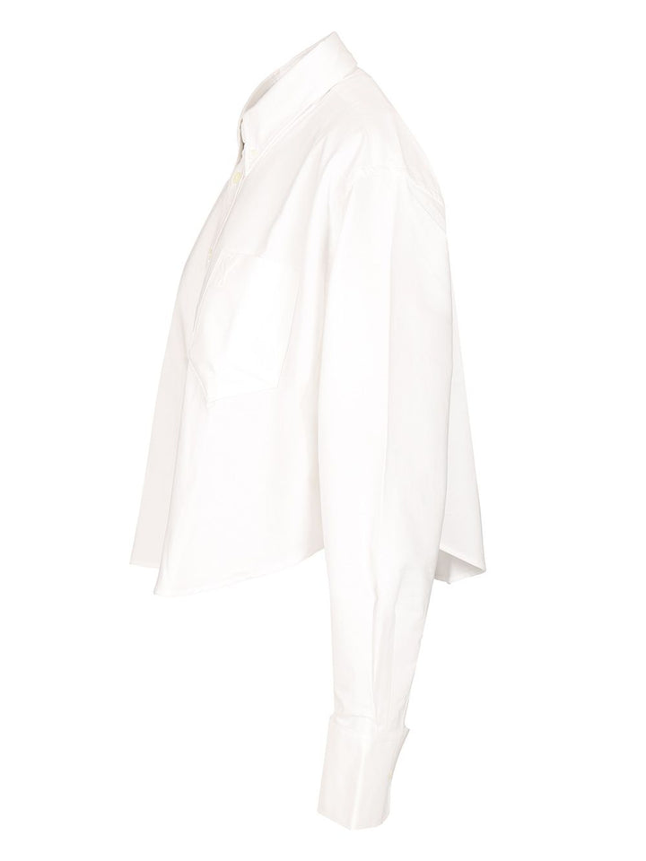 Ami Oversized Cropped Shirt Knitwear - Bianco | fa3410ddbd244cdc7dfbfe522b98321bc94ca543