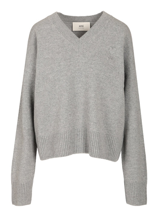 V-Neck Sweater Knitwear Grey