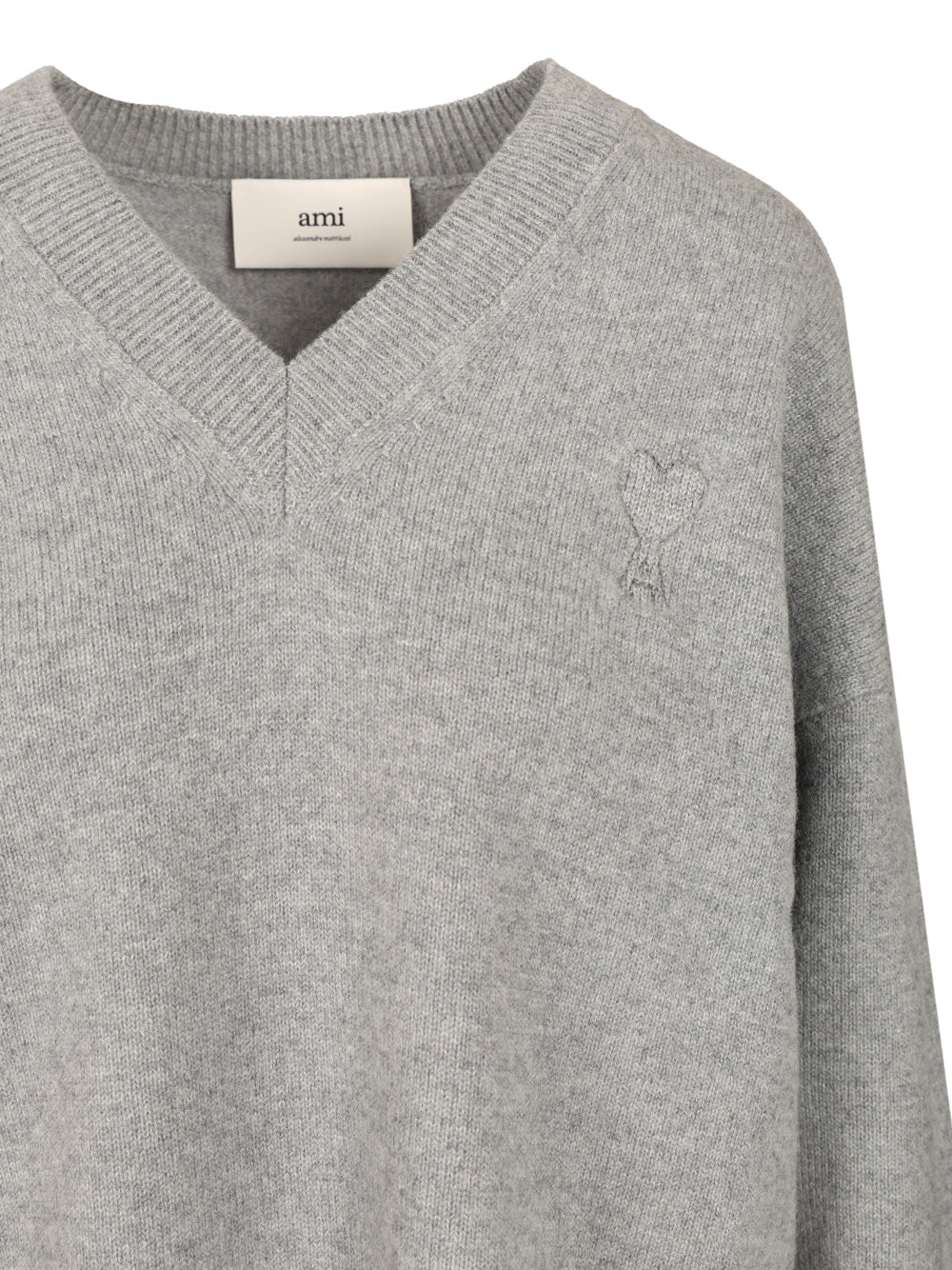 Ami V-Neck Sweater Knitwear - Grey | 97fb773474467f7edb4327d8e699b1c19691b6ee
