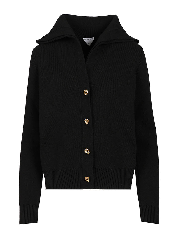 Bottega Veneta Compact Wool Cardigan Knitwear - Nero | e4205444e91ae9c64a2fcb5c12dbf264ac0ff400