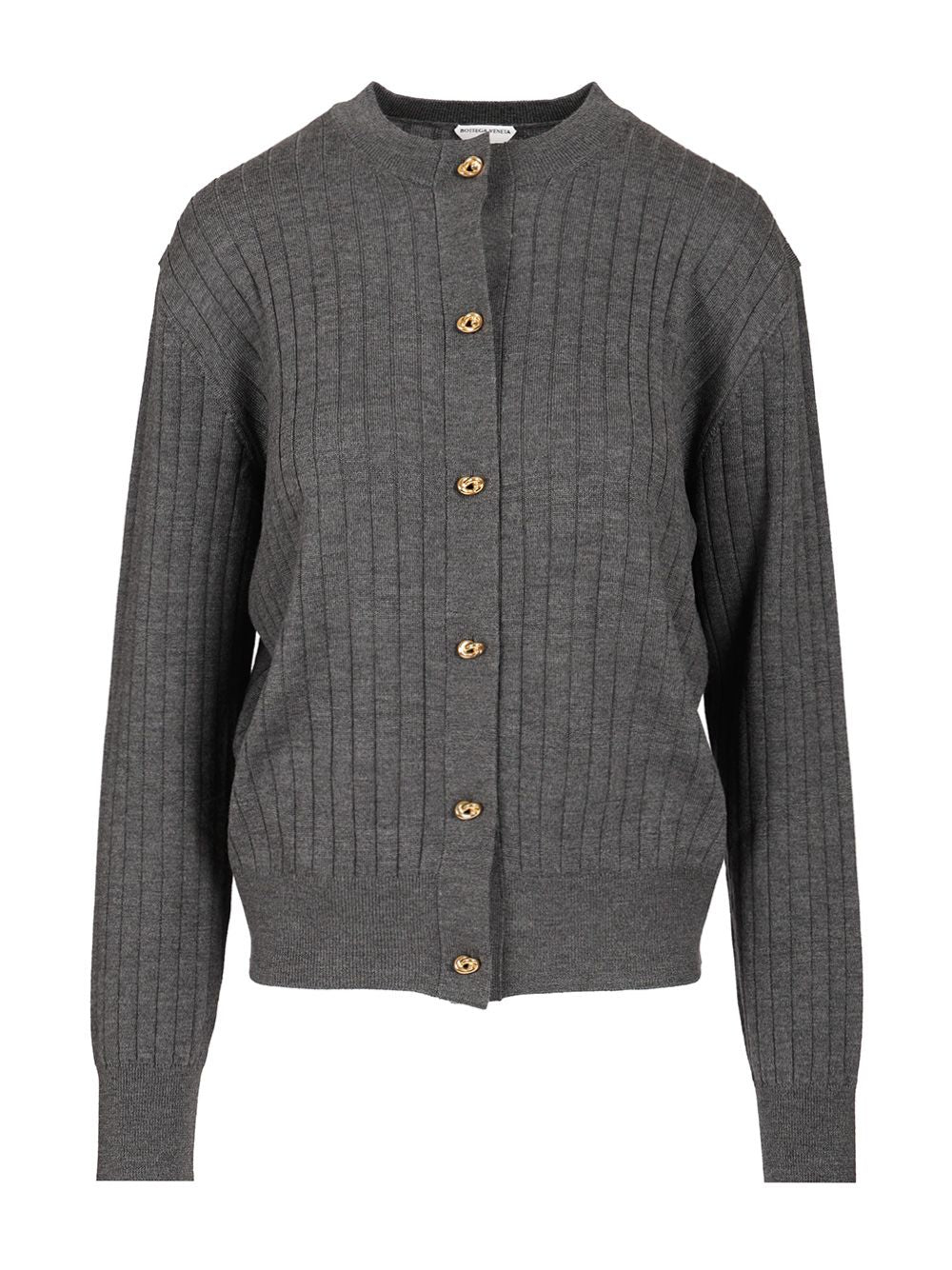 Bottega Veneta Ribbed Wool Cardigan Knitwear - Grey | ea06dd574eaa56f3b893c77b61facdfefad544a6