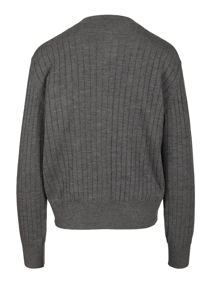 Bottega Veneta Ribbed Wool Cardigan Knitwear - Grey | 9a4331d29953a298ef4965168212727ac102ecae