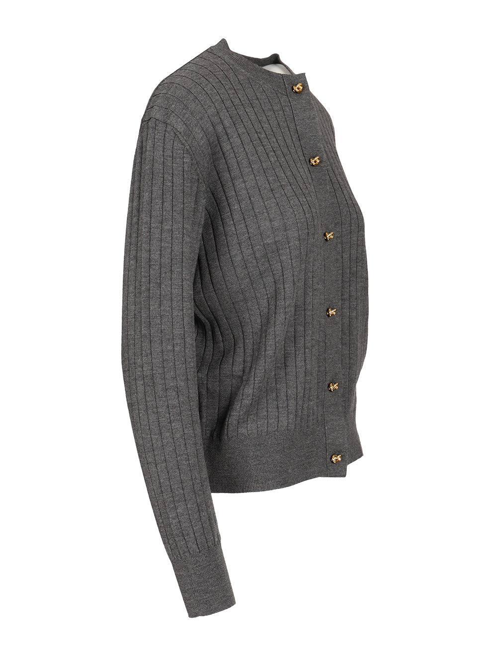 Bottega Veneta Ribbed Wool Cardigan Knitwear - Grey | 20197c69e8ac4a7f677815d9d10164179ba7474c