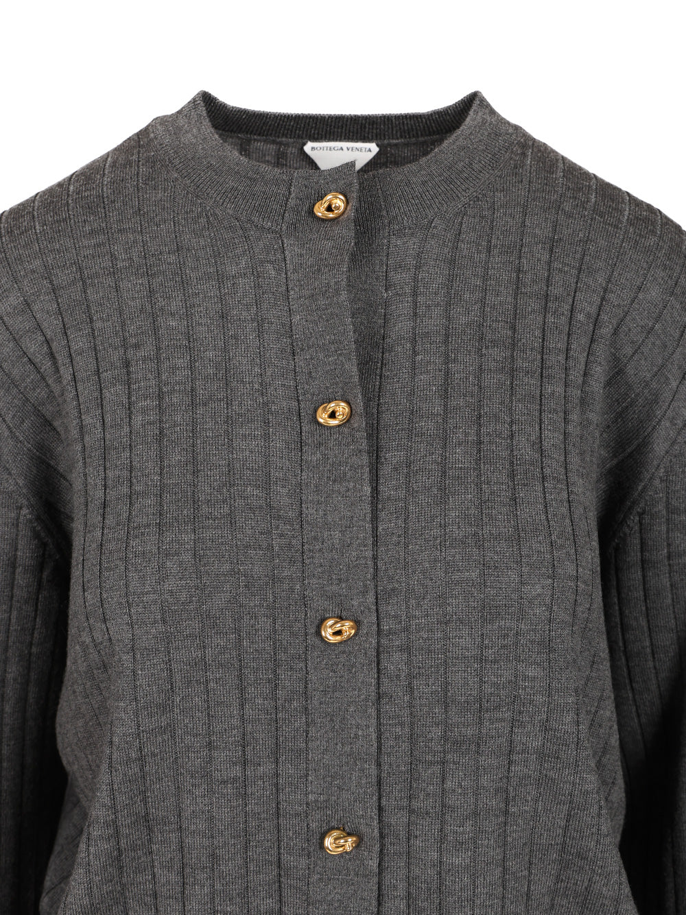 Bottega Veneta Ribbed Wool Cardigan Knitwear - Grey | c2df6fde0686bc3c38198f4edc4b2dad31e96144