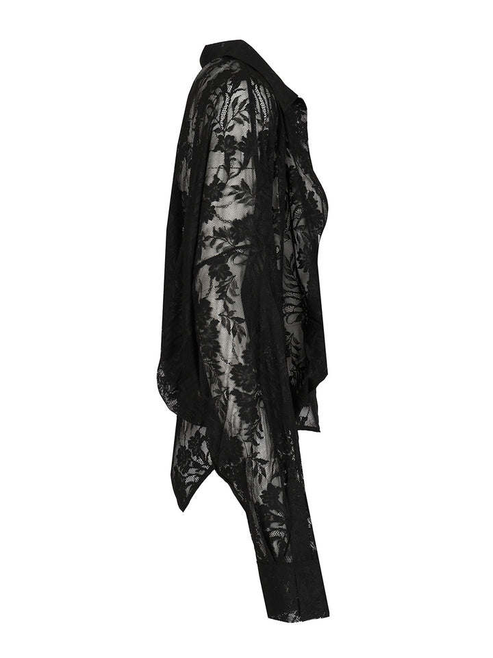 Norma Kamali Semi-Sheer Bodysuit Shirts - Nero | d58571b28a61f3f143b277e03db726834317d827