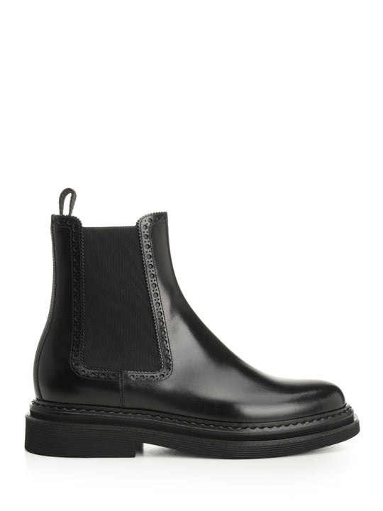 Brushed Calfskin Ankle Boots Nero
