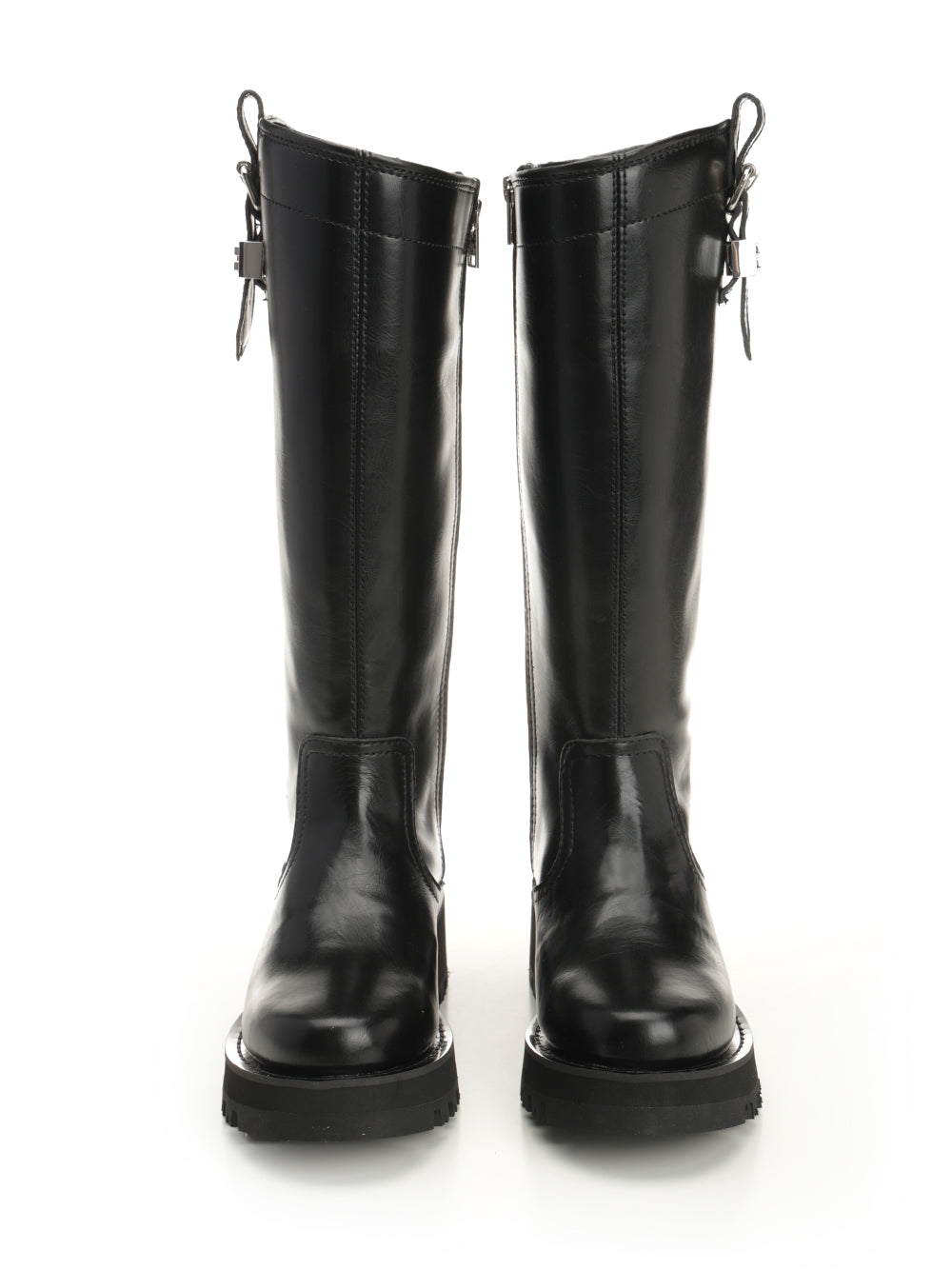 Ganni Studs High Boot Crinkle Oleatex Boots - Nero | a68c085f325aeb896bb81fe7ce42fdbe0f091386