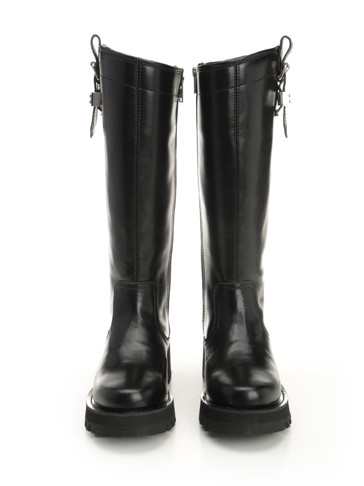 Ganni Studs High Boot Crinkle Oleatex Boots - Nero | a68c085f325aeb896bb81fe7ce42fdbe0f091386