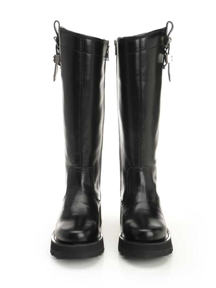 Ganni Studs High Boot Crinkle Oleatex Boots - Nero | a02f310d05f82cd6b427911676b40c4526957095