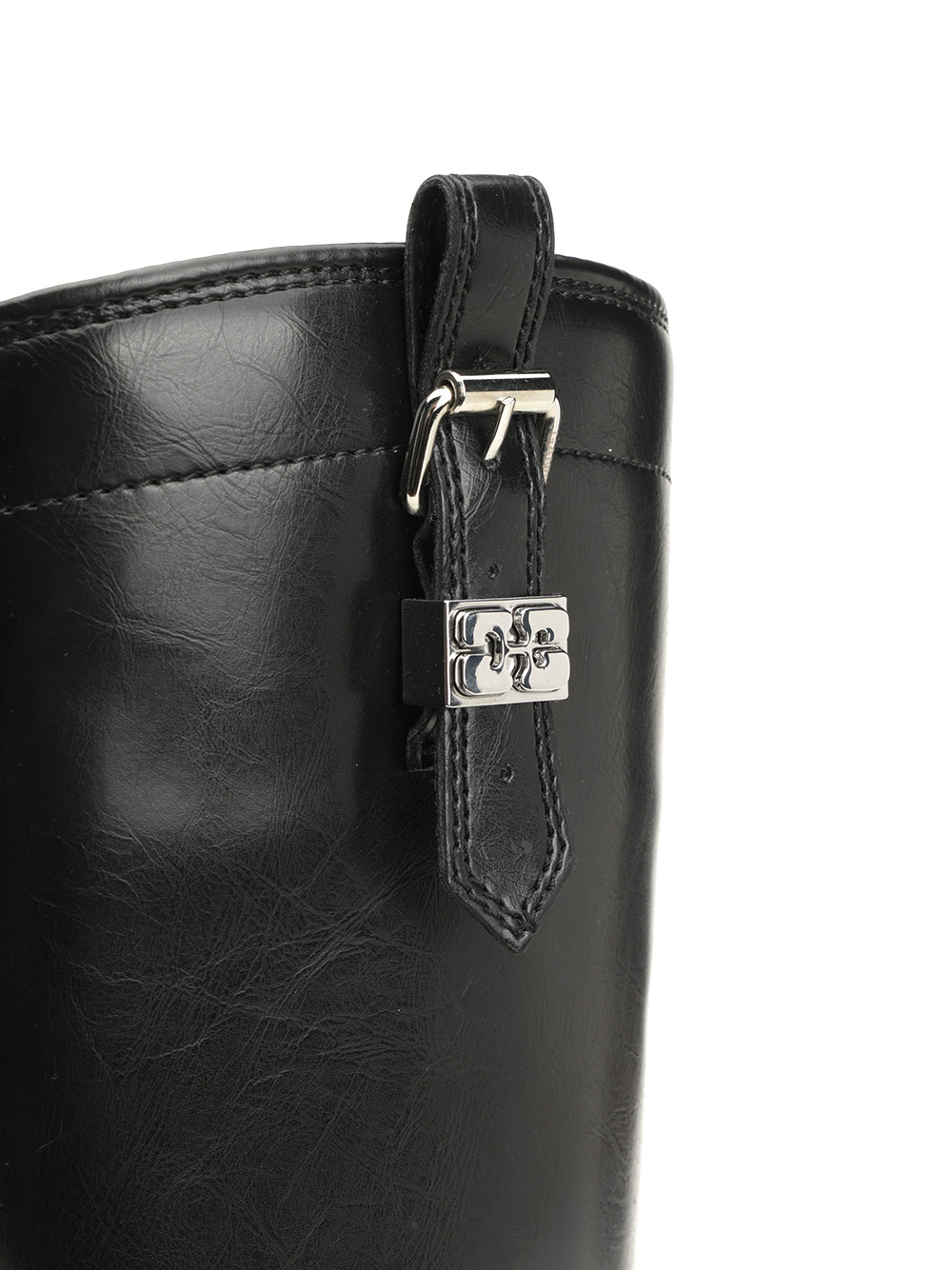 Ganni Studs High Boot Crinkle Oleatex Boots - Nero | 0a9f01ec47d3c61816e1978f7213d7f50915185a