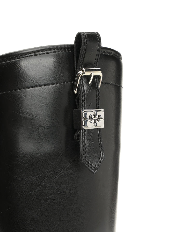 Ganni Studs High Boot Crinkle Oleatex Boots - Nero | 0a9f01ec47d3c61816e1978f7213d7f50915185a