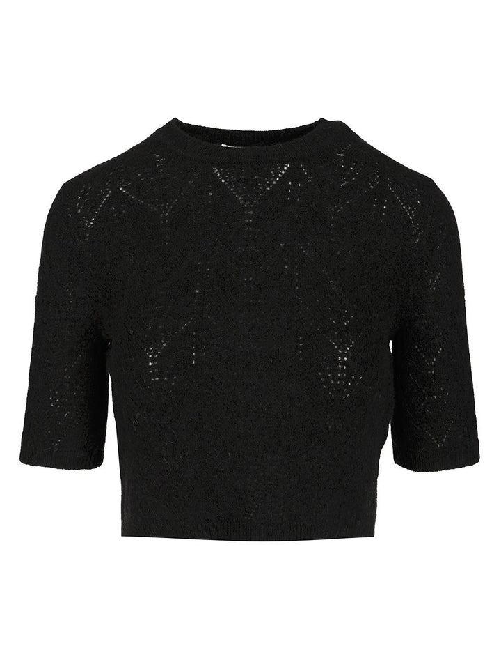 P.A.R.O.S.H. Crop Sweater Knitwear - Nero | 07f0e8dd0dc0a8869cbaf0f0b266e46fa48faf71