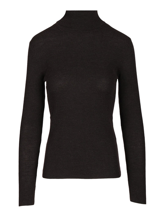 Ribbed Wool Turtleneck Knitwear Marrone
